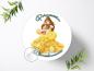 Preview: Prinzessin Belle mit Wunschname, Tortenaufleger Ø 20cm, 0307z